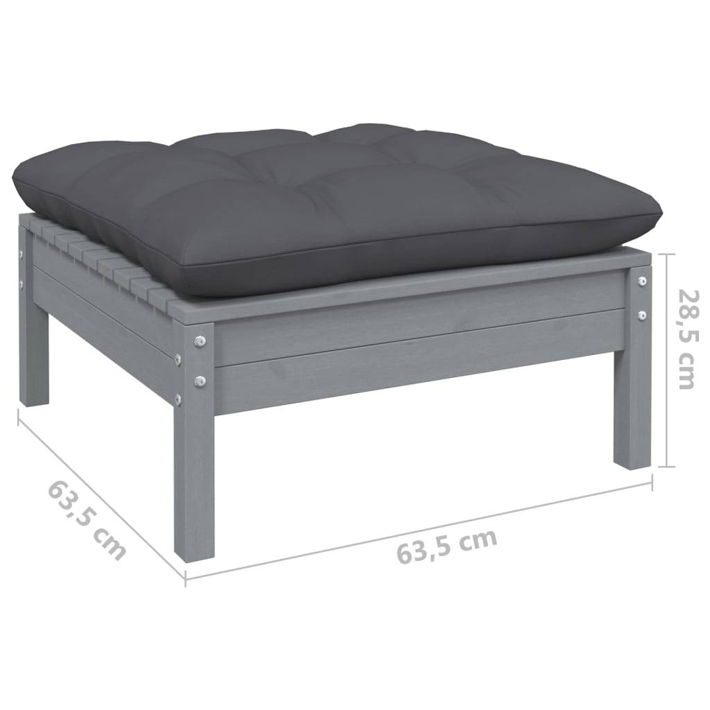 Helloshop26 - Salon de jardin meuble d'extérieur ensemble de mobilier 9 pièces avec coussins anthracite bois de pin - Imagen 5