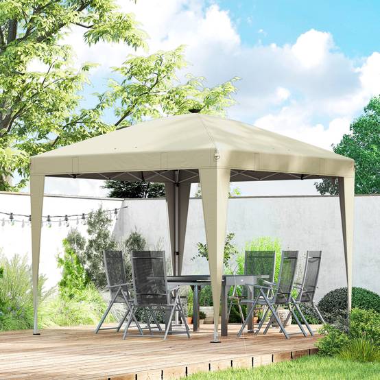 Outsunny - Tonnelle de jardin 3 x 3 m - éclairage central - hauteur réglable - protection solaire UPF 50+ - télécommande - crème - Outsunny - Image 4