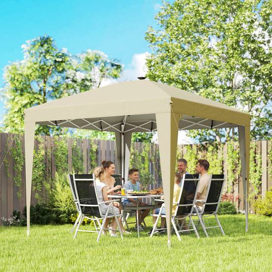 Outsunny - Tonnelle de jardin 3 x 3 m - éclairage central - hauteur réglable - protection solaire UPF 50+ - télécommande - crème - Outsunny - Image 6