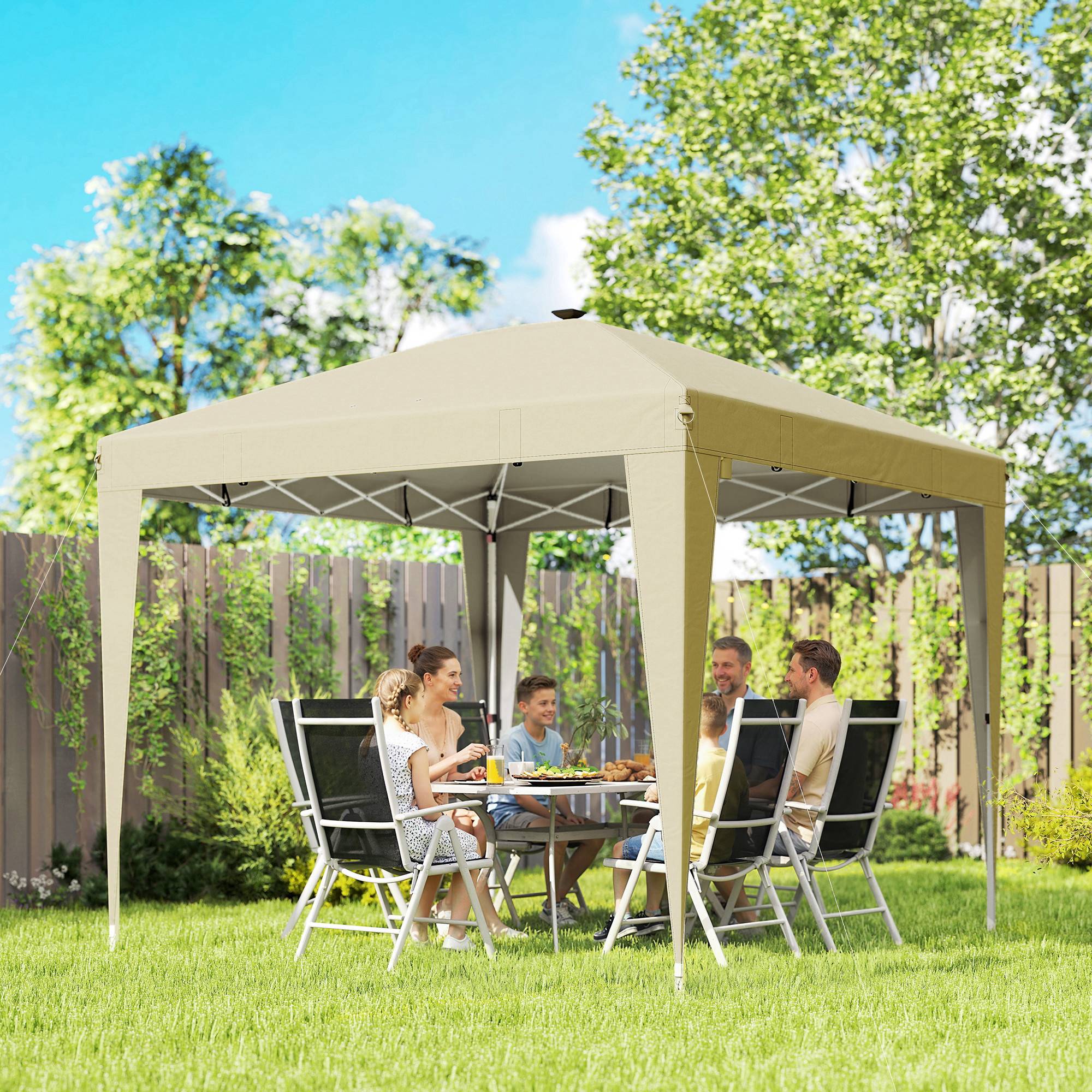 Outsunny - Tonnelle de jardin 3 x 3 m - éclairage central - hauteur réglable - protection solaire UPF 50+ - télécommande - crème - Outsunny - Image 6