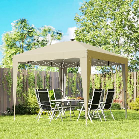 Outsunny - Tonnelle de jardin 3 x 3 m - éclairage central - hauteur réglable - protection solaire UPF 50+ - télécommande - crème - Outsunny - Image 8