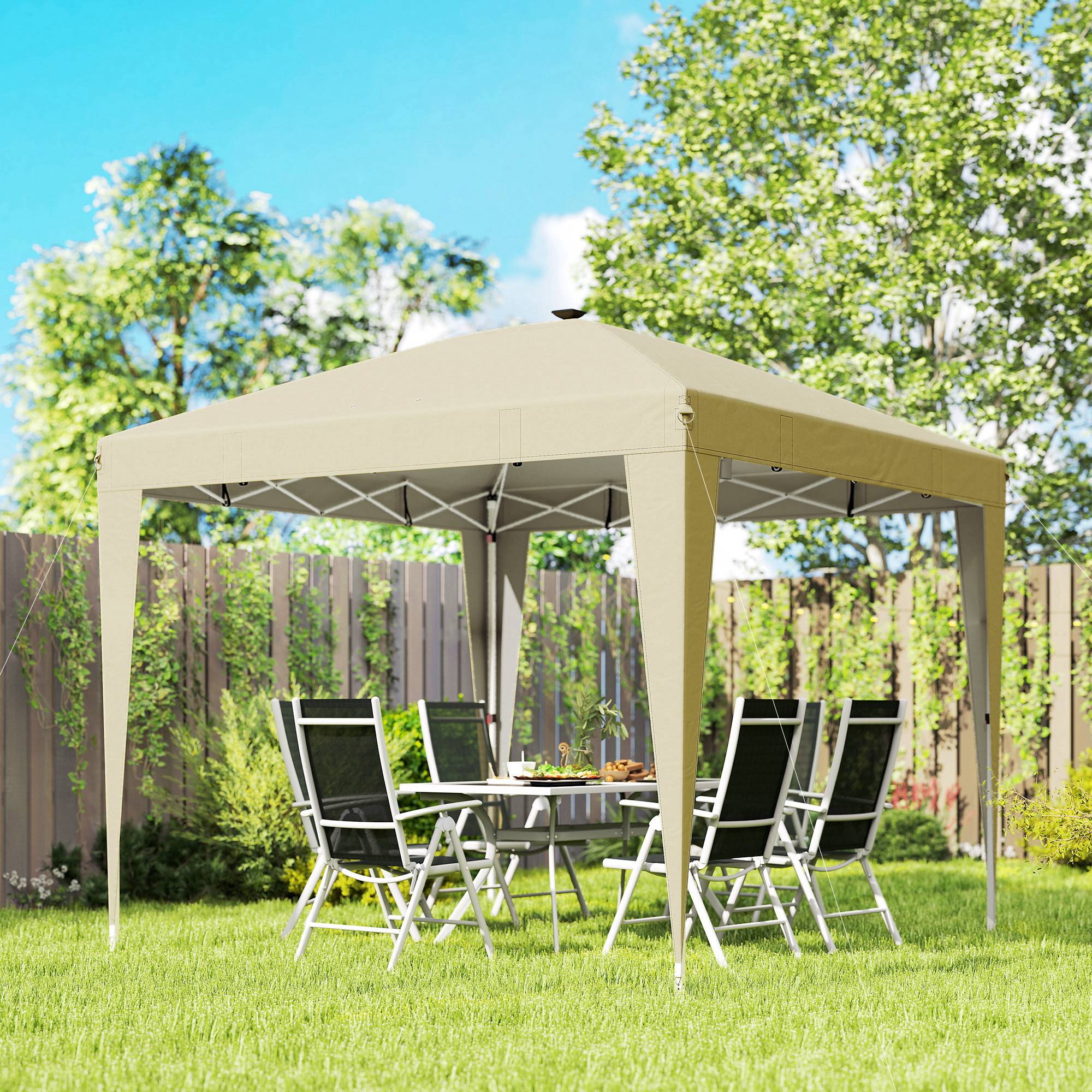 Outsunny - Tonnelle de jardin 3 x 3 m - éclairage central - hauteur réglable - protection solaire UPF 50+ - télécommande - crème - Outsunny - Image 8
