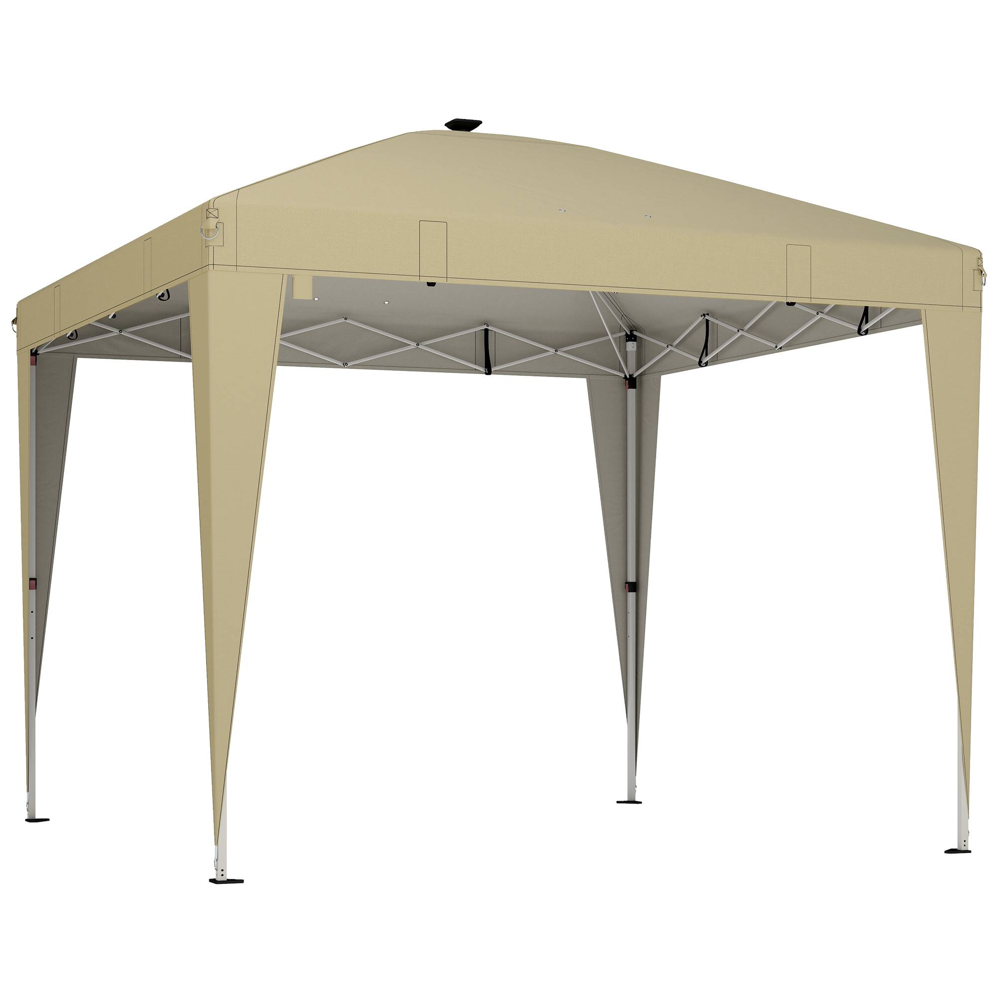 Outsunny - Tonnelle de jardin 3 x 3 m - éclairage central - hauteur réglable - protection solaire UPF 50+ - télécommande - crème - Outsunny - Image 1