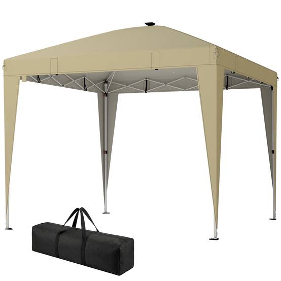 Outsunny - Tonnelle de jardin 3 x 3 m - éclairage central - hauteur réglable - protection solaire UPF 50+ - télécommande - crème - Outsunny - Image 5