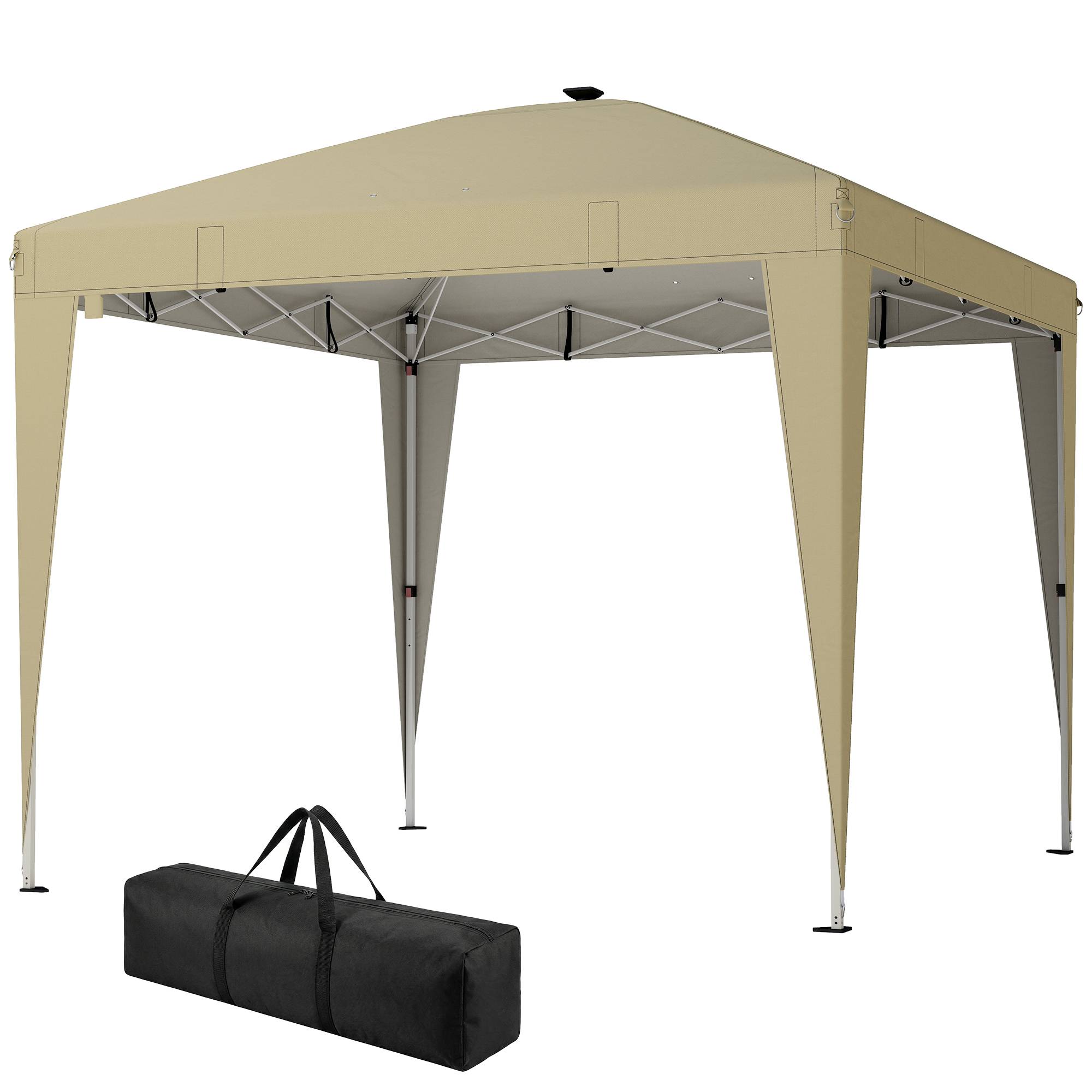 Outsunny - Tonnelle de jardin 3 x 3 m - éclairage central - hauteur réglable - protection solaire UPF 50+ - télécommande - crème - Outsunny - Image 5