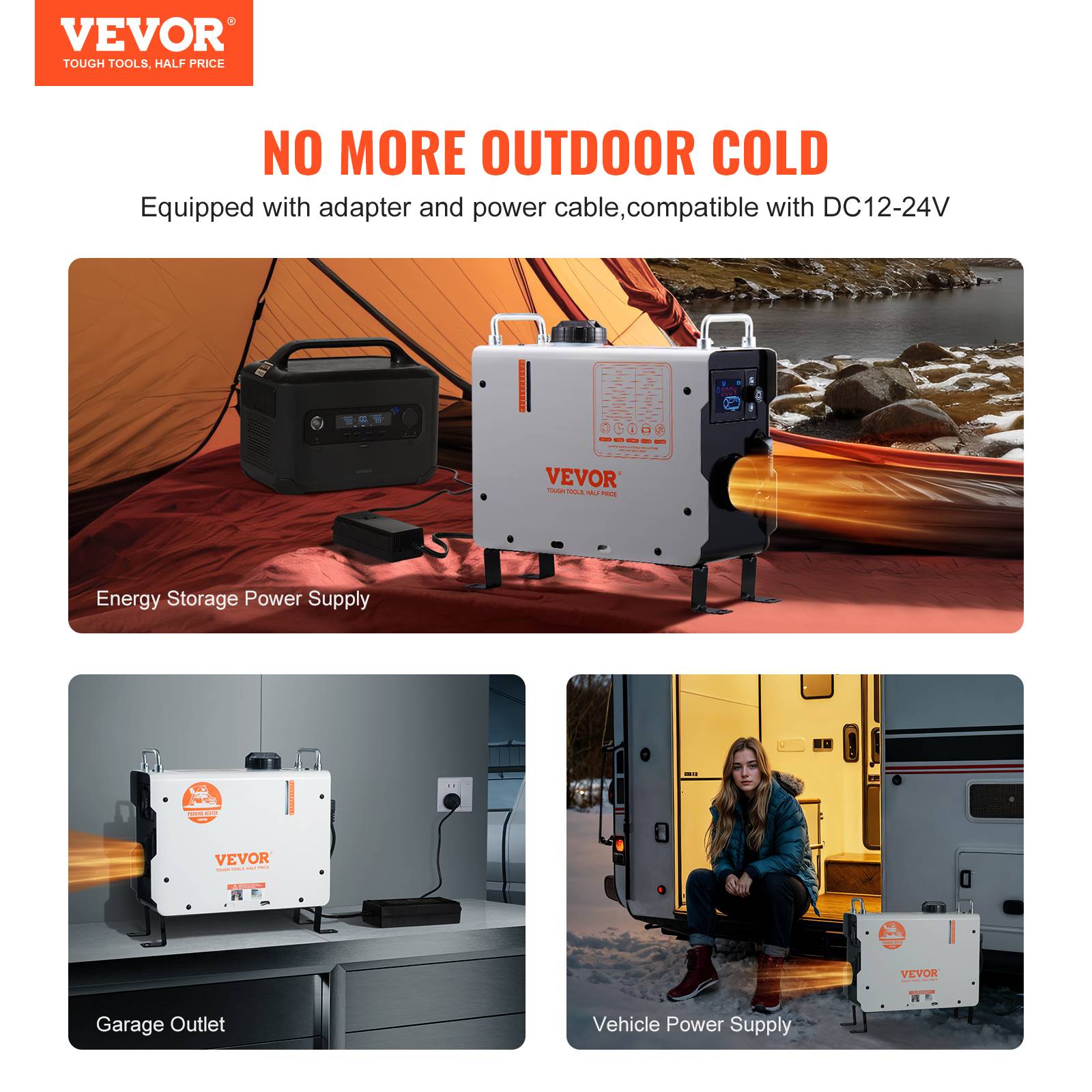 Vevor - VEVOR Chauffage diesel 2kW 12/24V, contrôle Bluetooth, télécommande, écran, alarme CO, portable, chauffage rapide. - Image 2