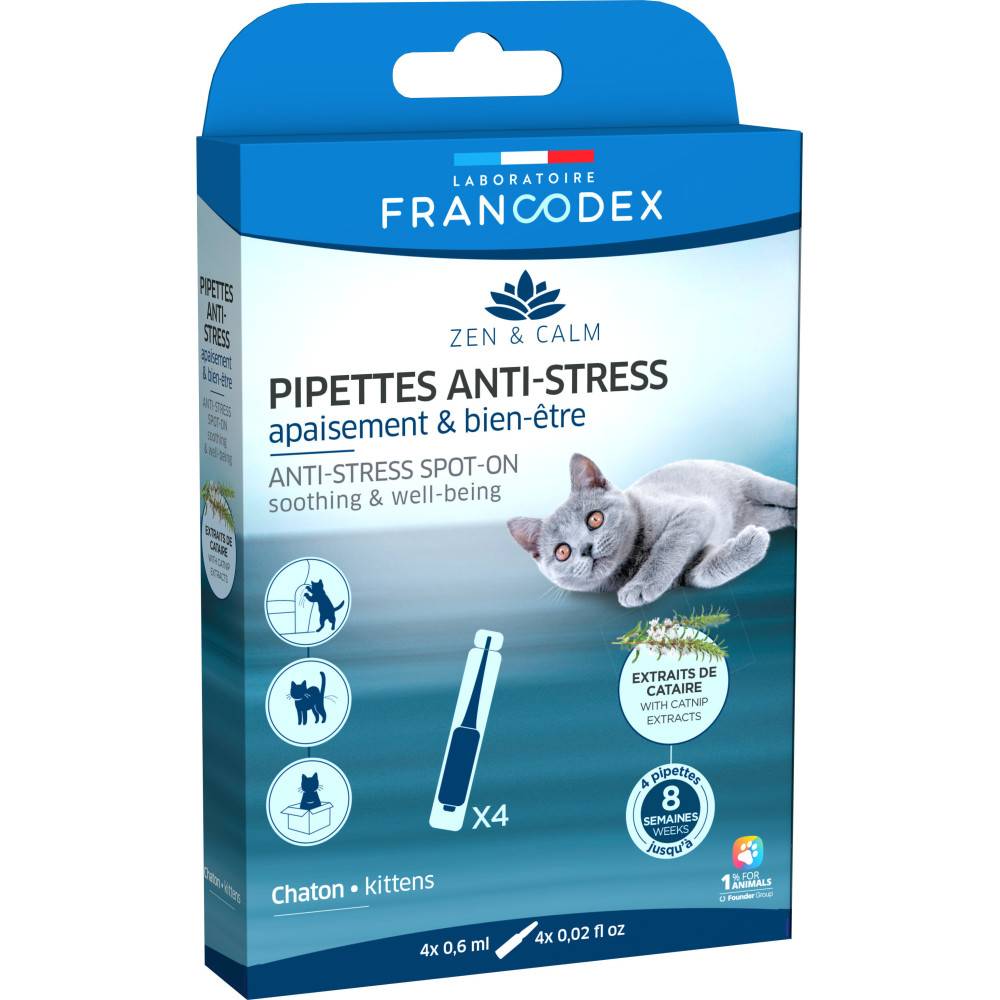 Francodex - 4 Pipettes anti-stress  apaisant et bien-être pour chatons - Imagen 3