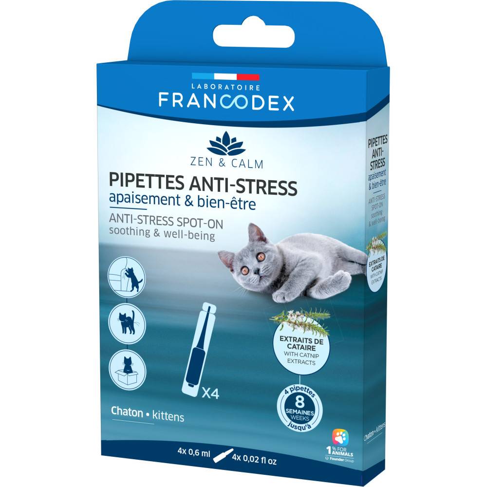 Francodex - 4 Pipettes anti-stress  apaisant et bien-être pour chatons - Imagen 4