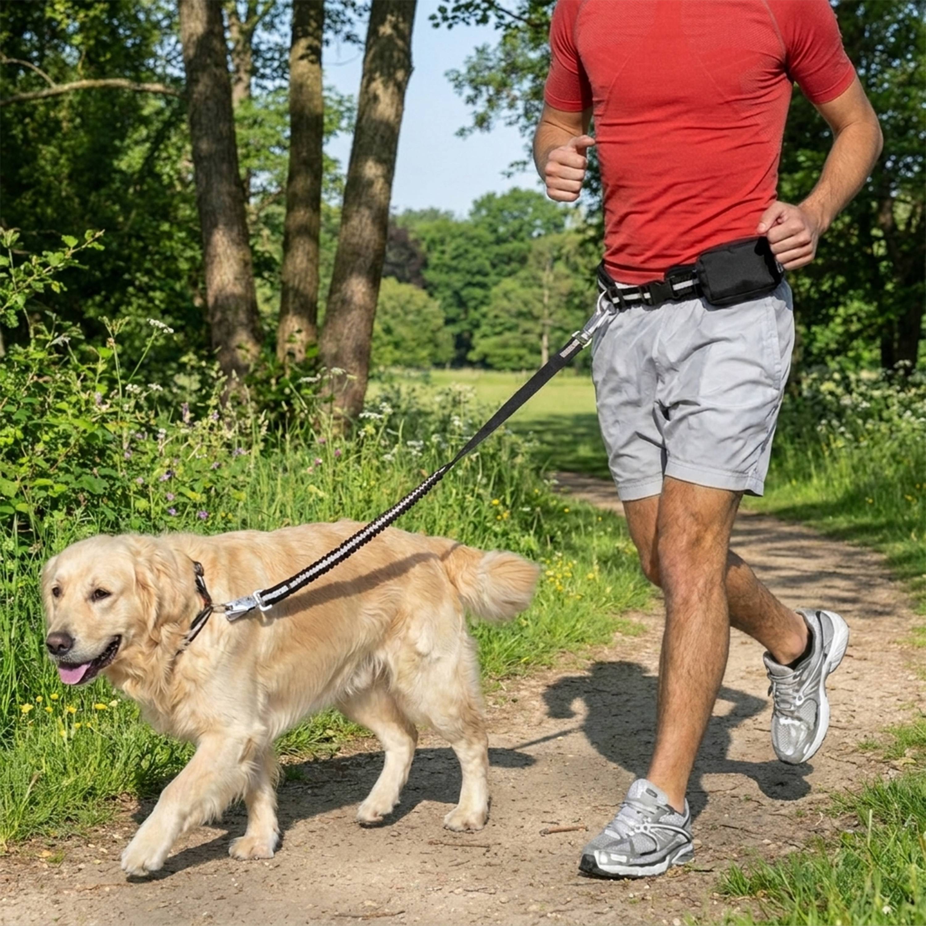Ferplast - Ferplast ERGOCOMFORT FREETIME Laisse pour chien de course, Complet avec ceinture et sac de rangement, Extrémité élastique, Ø 70÷130 cm - B: 25 mm x L - Imagen 3