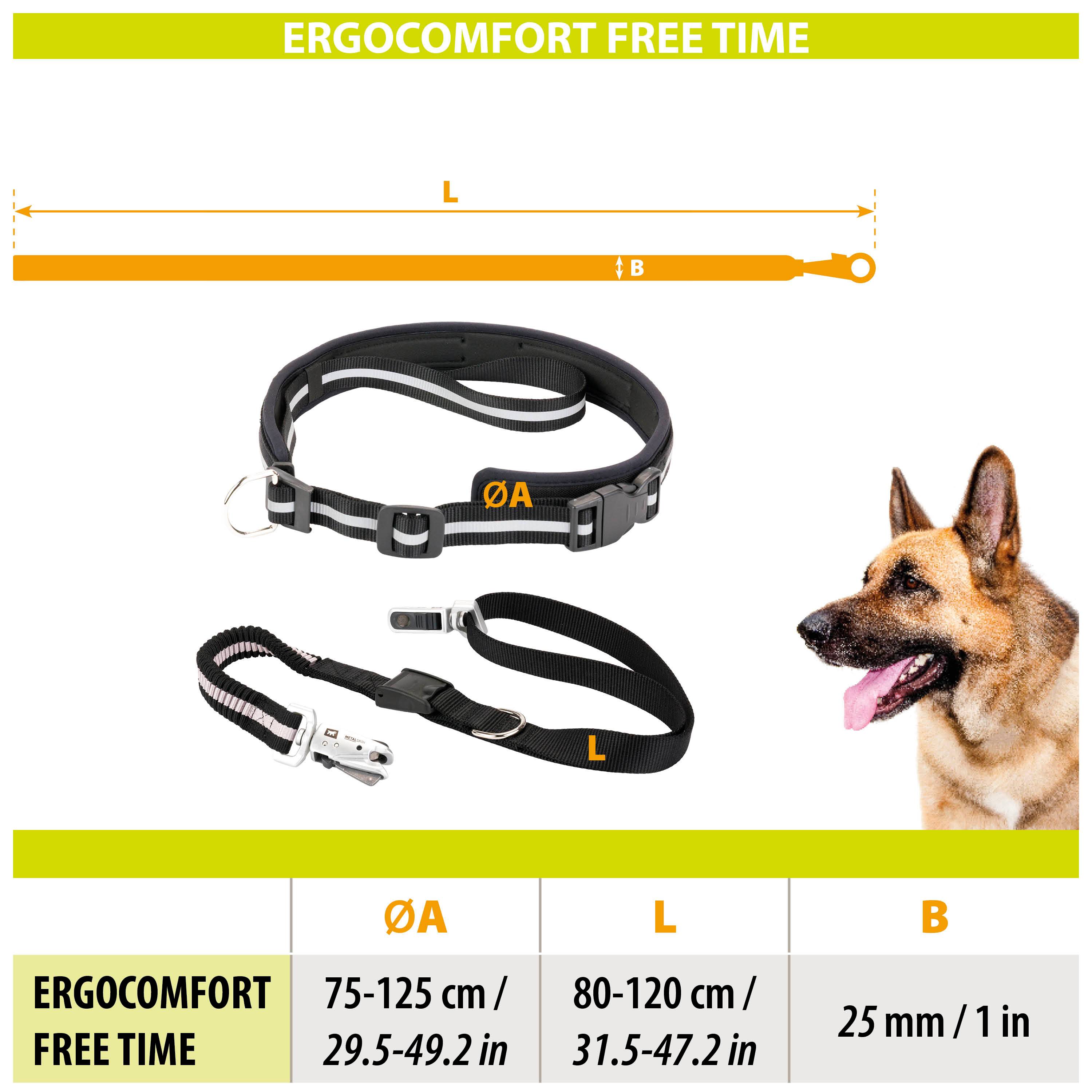 Ferplast - Ferplast ERGOCOMFORT FREETIME Laisse pour chien de course, Complet avec ceinture et sac de rangement, Extrémité élastique, Ø 70÷130 cm - B: 25 mm x L - Imagen 2