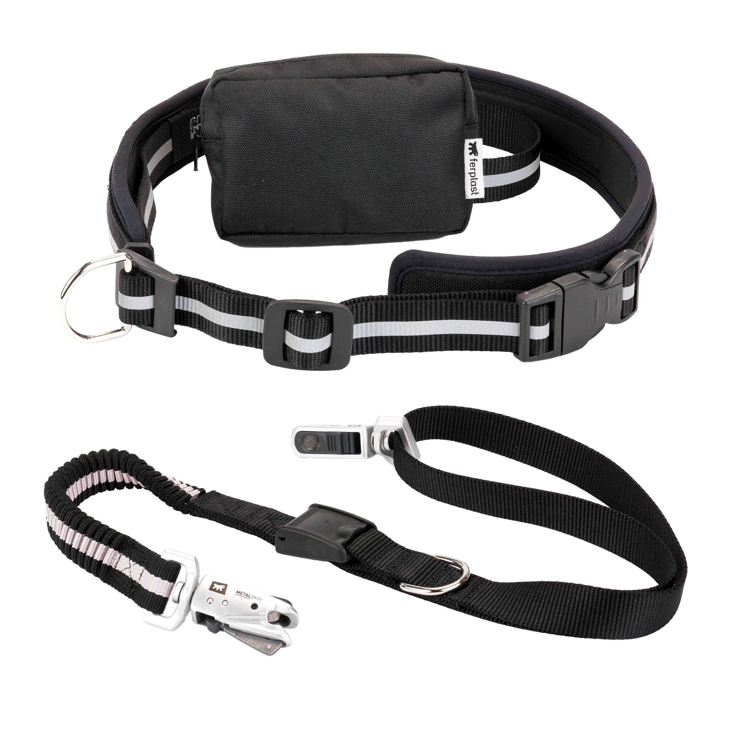 Ferplast - Ferplast ERGOCOMFORT FREETIME Laisse pour chien de course, Complet avec ceinture et sac de rangement, Extrémité élastique, Ø 70÷130 cm - B: 25 mm x L - Imagen 1