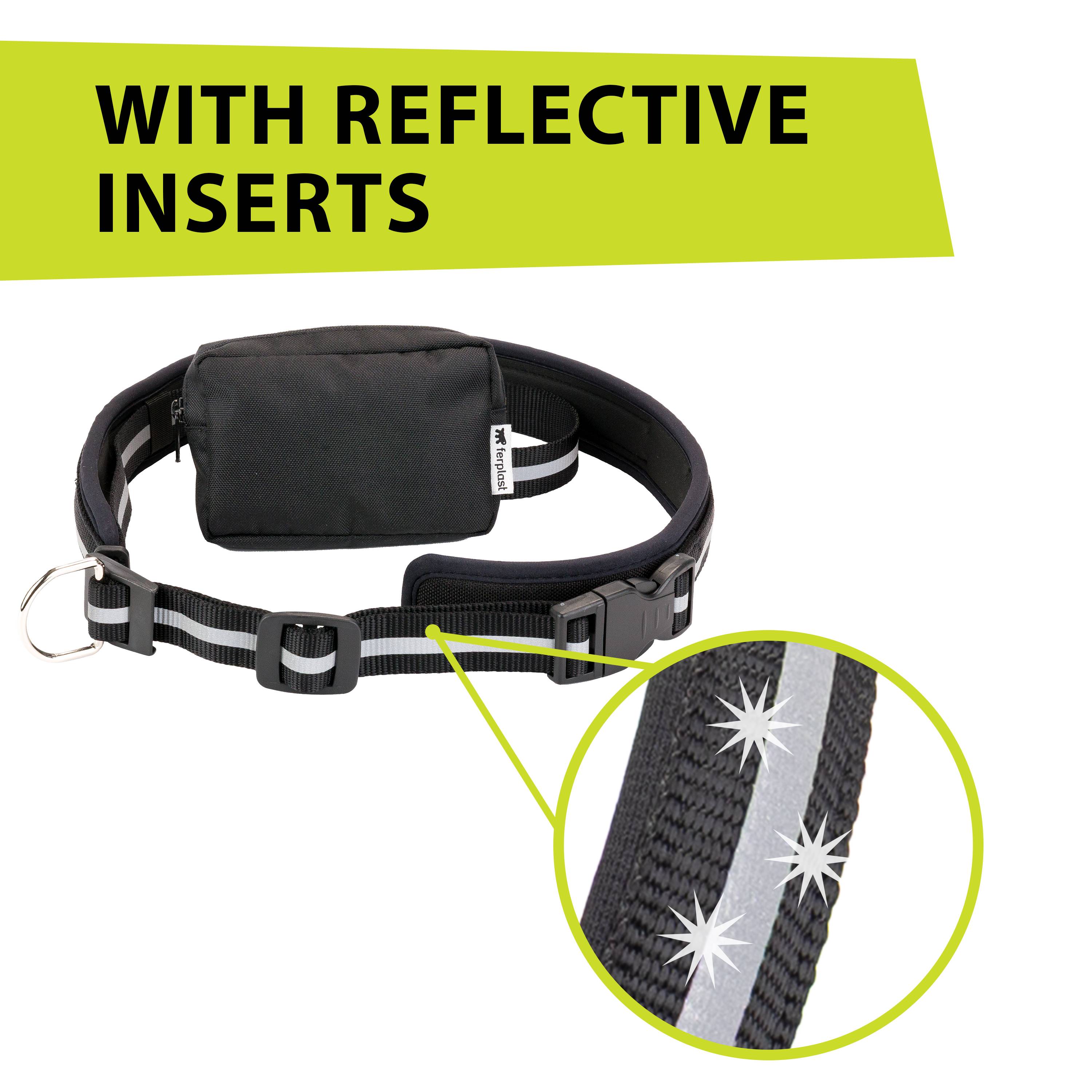 Ferplast - Ferplast ERGOCOMFORT FREETIME Laisse pour chien de course, Complet avec ceinture et sac de rangement, Extrémité élastique, Ø 70÷130 cm - B: 25 mm x L - Imagen 6