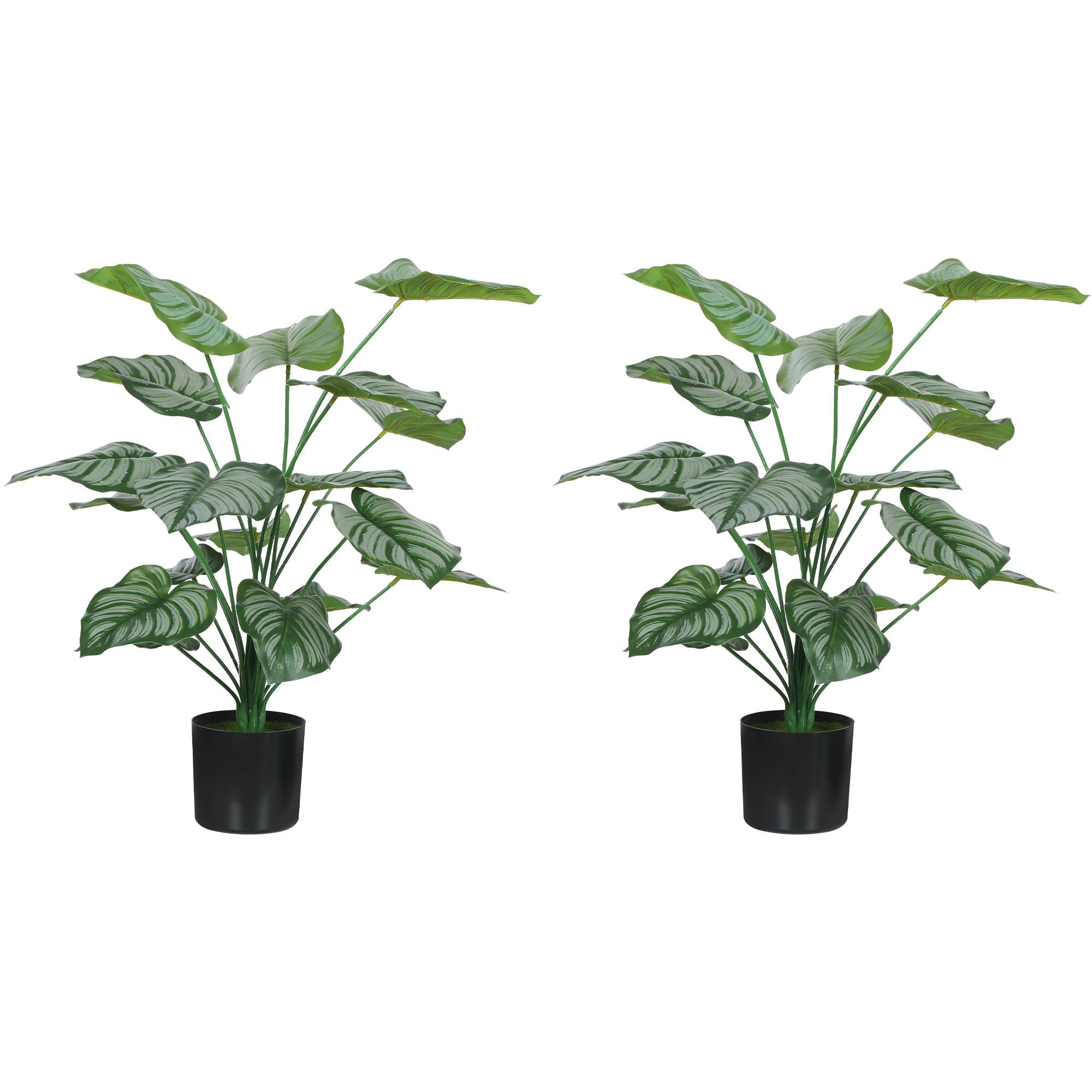 Plante artificielle 65 cm verte avec pot et feuilles pour l'intérieur