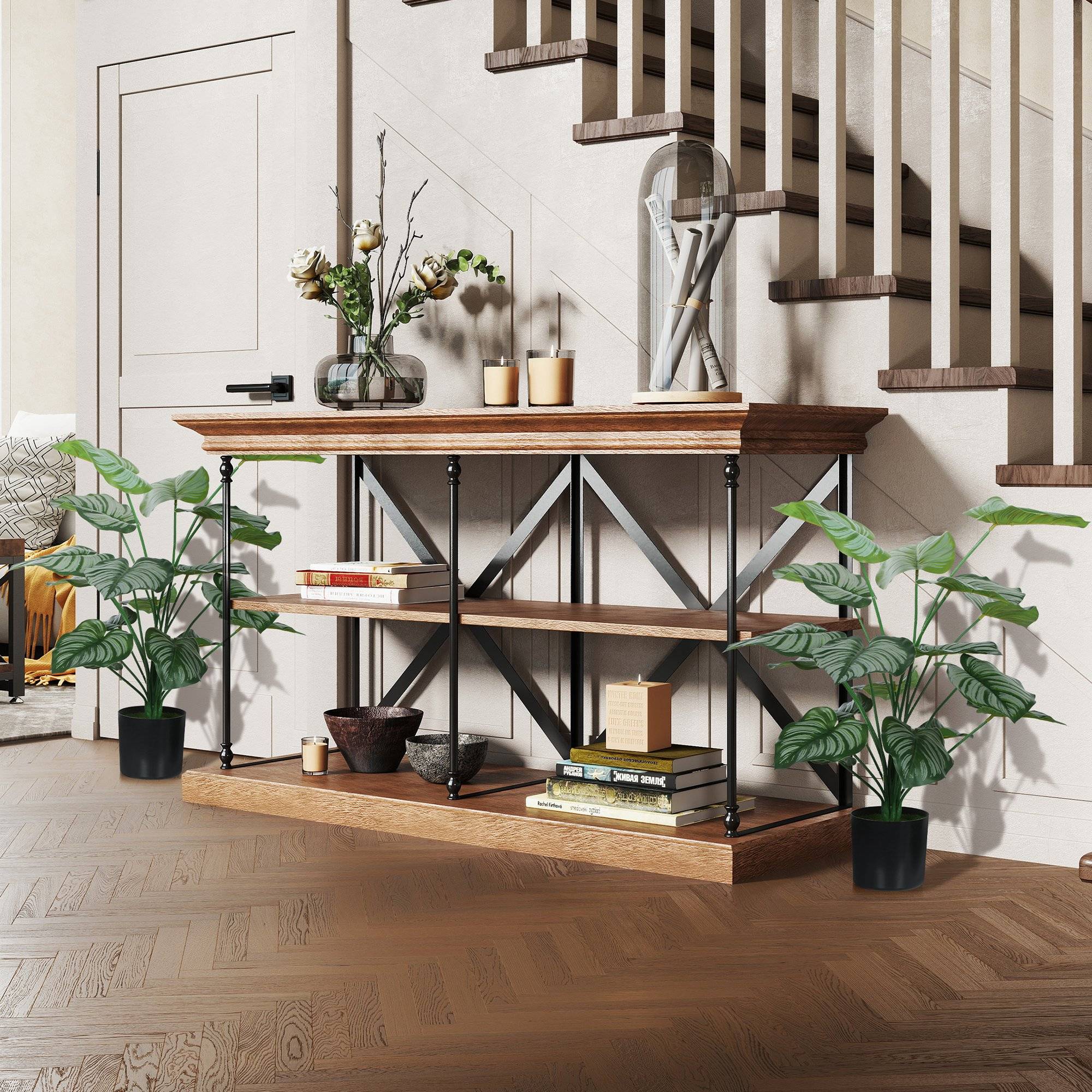Plante artificielle 65 cm verte avec pot et feuilles pour l'intérieur - Image 4