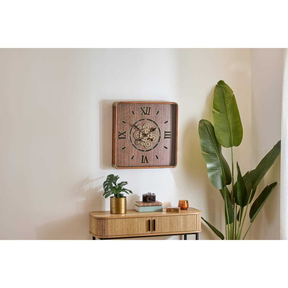 Atmosphera - Horloge Archie 60x60cm marron - Atmosphera Créateur d'intérieur - Image 1