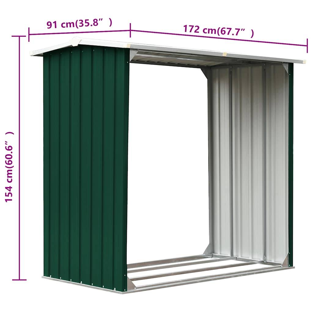 Abri à bûches Acier Galvanisé pour Jardin Stockage Bois 172x91x154 cm Vert - ComfortXL Outdoor Living - Image 6