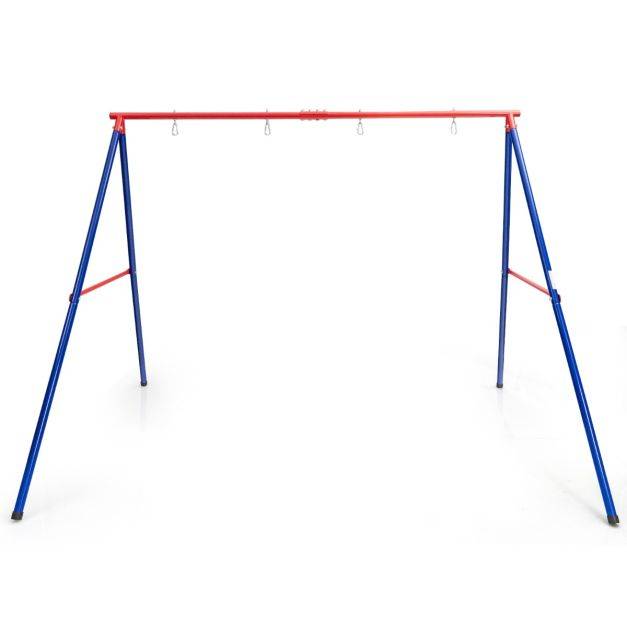 Helloshop26 - Portique de balançoire en métal avec structure en a support de balançoire en acier avec tapis antidérapant charge 250 kg 260 x 182 x 182 cm - Imagen 2