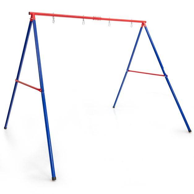Helloshop26 - Portique de balançoire en métal avec structure en a support de balançoire en acier avec tapis antidérapant charge 250 kg 260 x 182 x 182 cm - Imagen 3