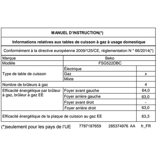 Beko - Gazinière Beko FSG522DBC - Image 6