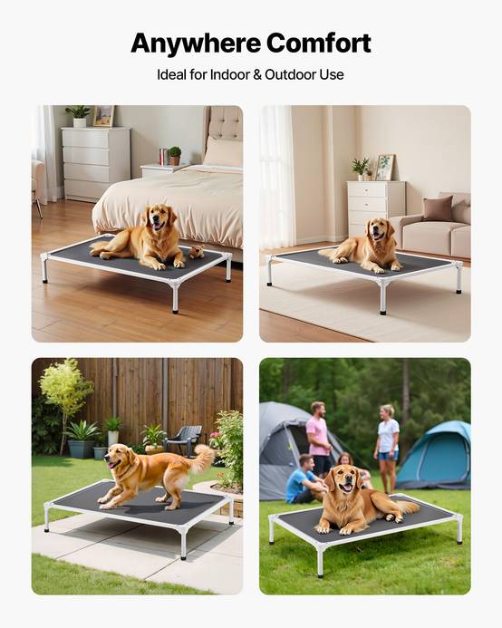Vevor - VEVOR Lit surélevé chien/chat XL, cadre aluminium, maille respirante, portable, intérieur/extérieur, gris. - Image 6