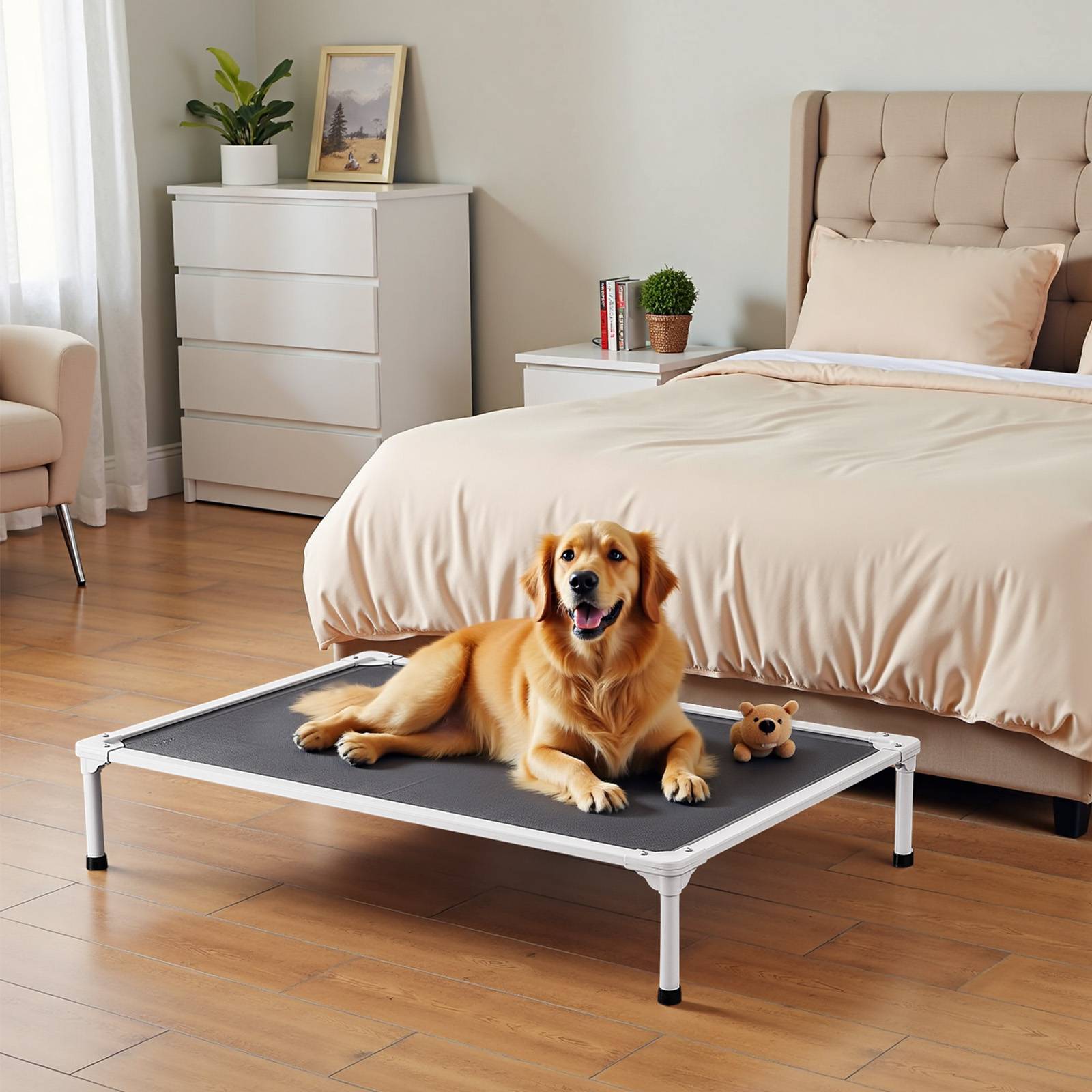 Vevor - VEVOR Lit surélevé chien/chat XL, cadre aluminium, maille respirante, portable, intérieur/extérieur, gris. - Image 8