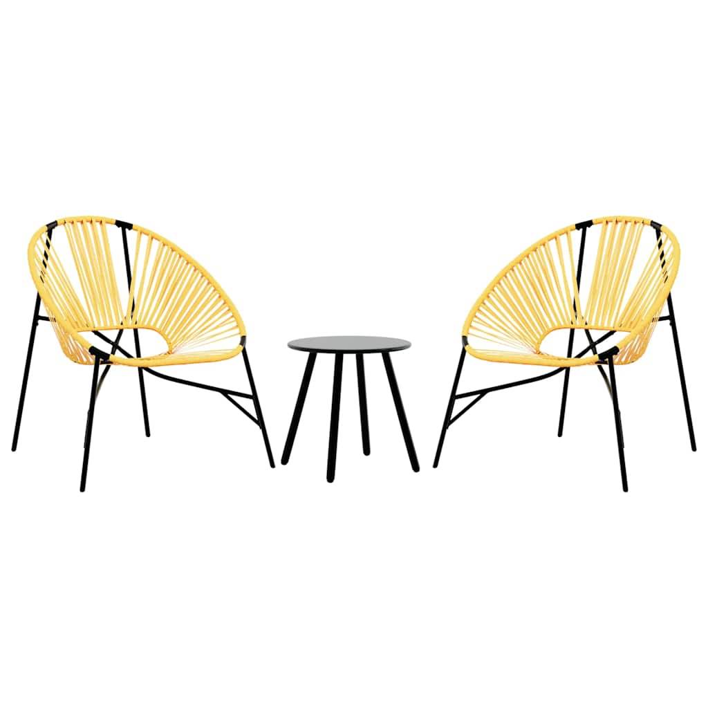 Vidaxl - Lot de 3 Chaise de jardin noir et jaune résine tressée vidaXL 4009295 - Image 2