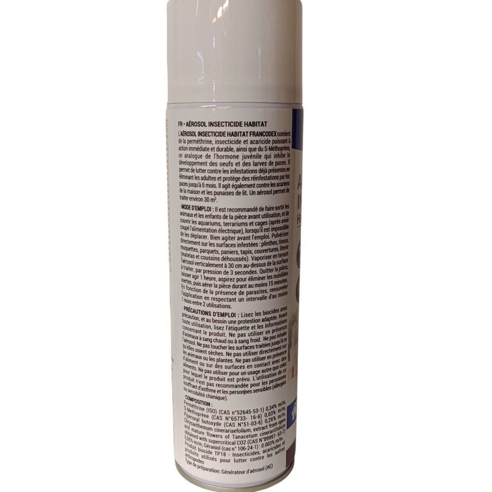 Francodex - Aérosol insecticide habitat contre puces et acariens, 500 ml - Francodex - Image 4