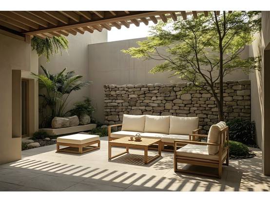 Salon De Jardin En Bois Modulable Avec Coussins "bellingham" - 5 Places - Beige -habitat Et Jardin - Image 2