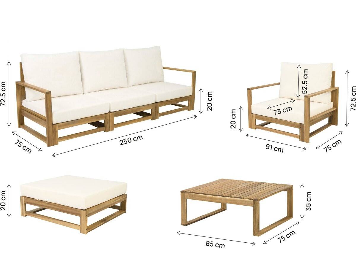 Salon De Jardin En Bois Modulable Avec Coussins "bellingham" - 5 Places - Beige -habitat Et Jardin - Image 3