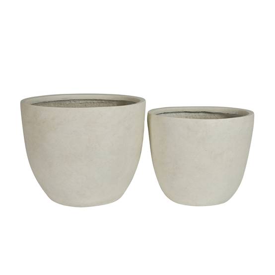 Lot 2 Pots Fleurs Ronds Magnésie Jardin Intérieur Avec Drainage 45cm 38cm Blanc - ComfortXL Outdoor Living - Image 7