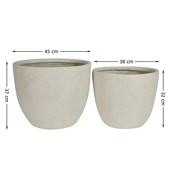 Lot 2 Pots Fleurs Ronds Magnésie Jardin Intérieur Avec Drainage 45cm 38cm Blanc - ComfortXL Outdoor Living - Image 6
