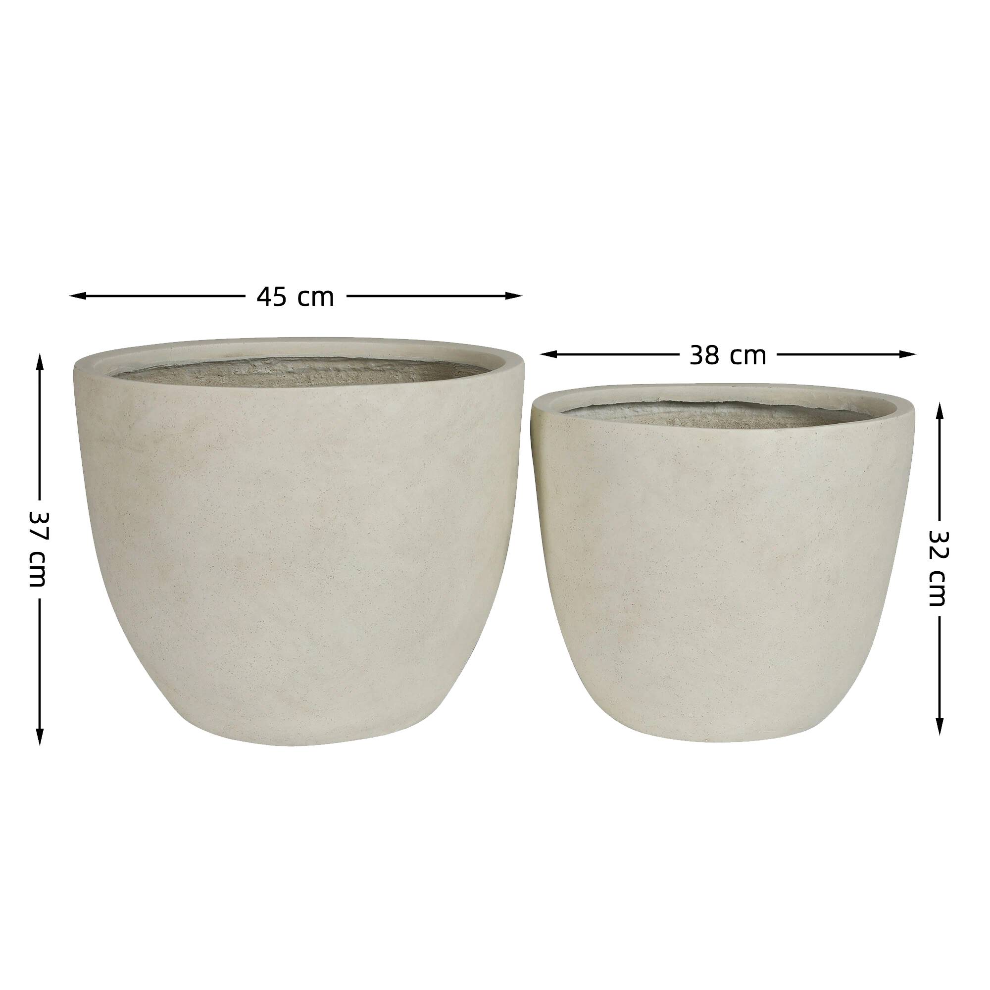 Lot 2 Pots Fleurs Ronds Magnésie Jardin Intérieur Avec Drainage 45cm 38cm Blanc - ComfortXL Outdoor Living - Image 6