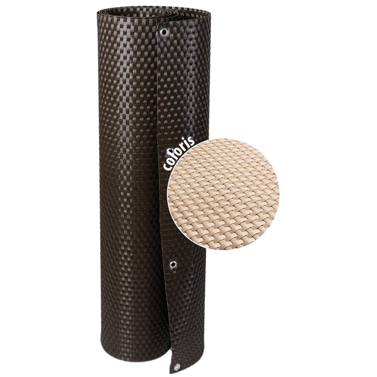 Rattan Art - Brise-vue en résine tressée avec oeillets métalliques coloris beige 0.9 x 3 m - Imagen 1