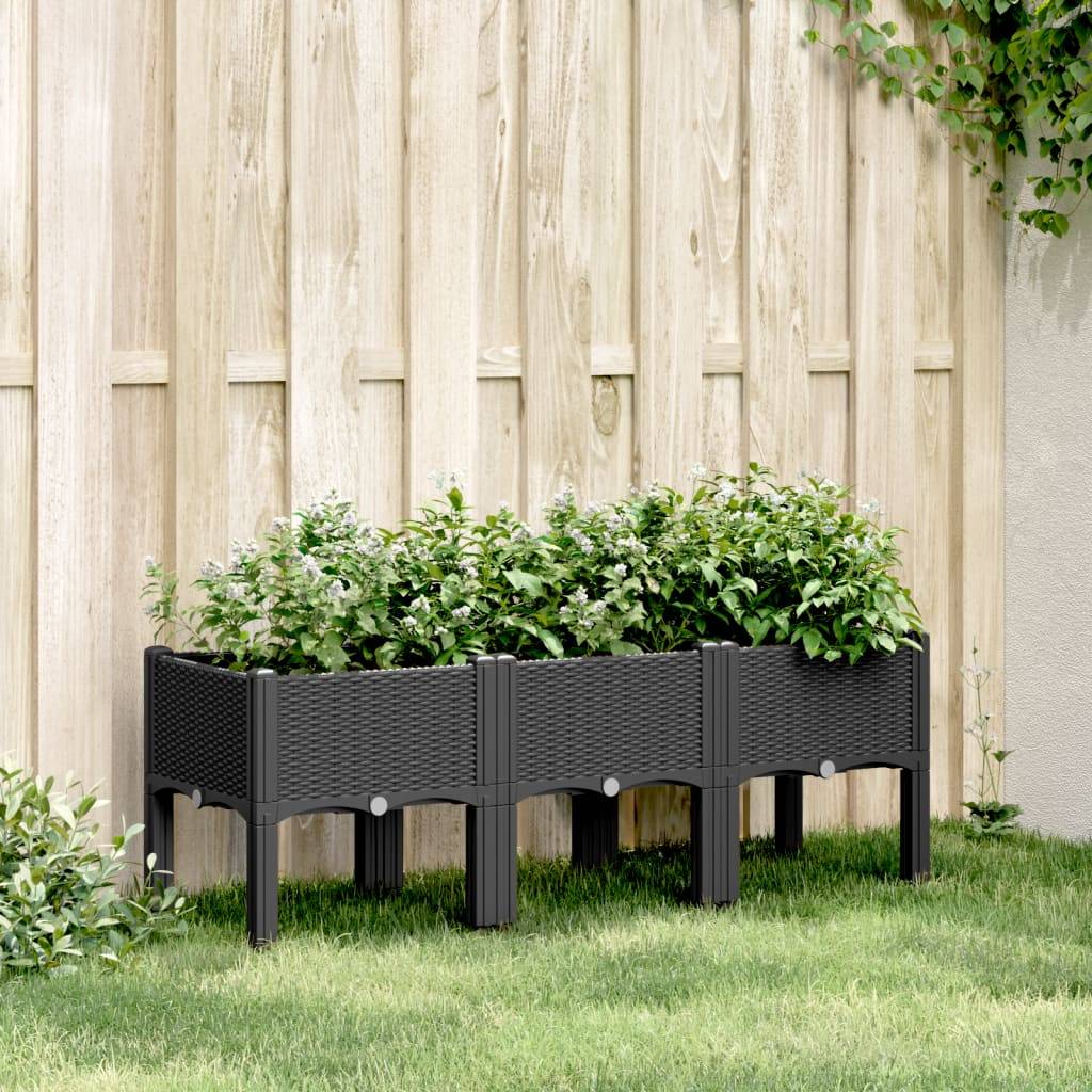 ComfortXL - Grand Bac à Fleurs sur Pieds PP pour Jardin Terrasse 120x40x42 cm Noir - ComfortXL Outdoor Living - Image 1