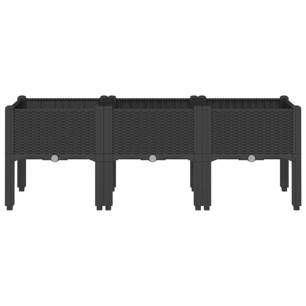 ComfortXL - Grand Bac à Fleurs sur Pieds PP pour Jardin Terrasse 120x40x42 cm Noir - ComfortXL Outdoor Living - Image 3