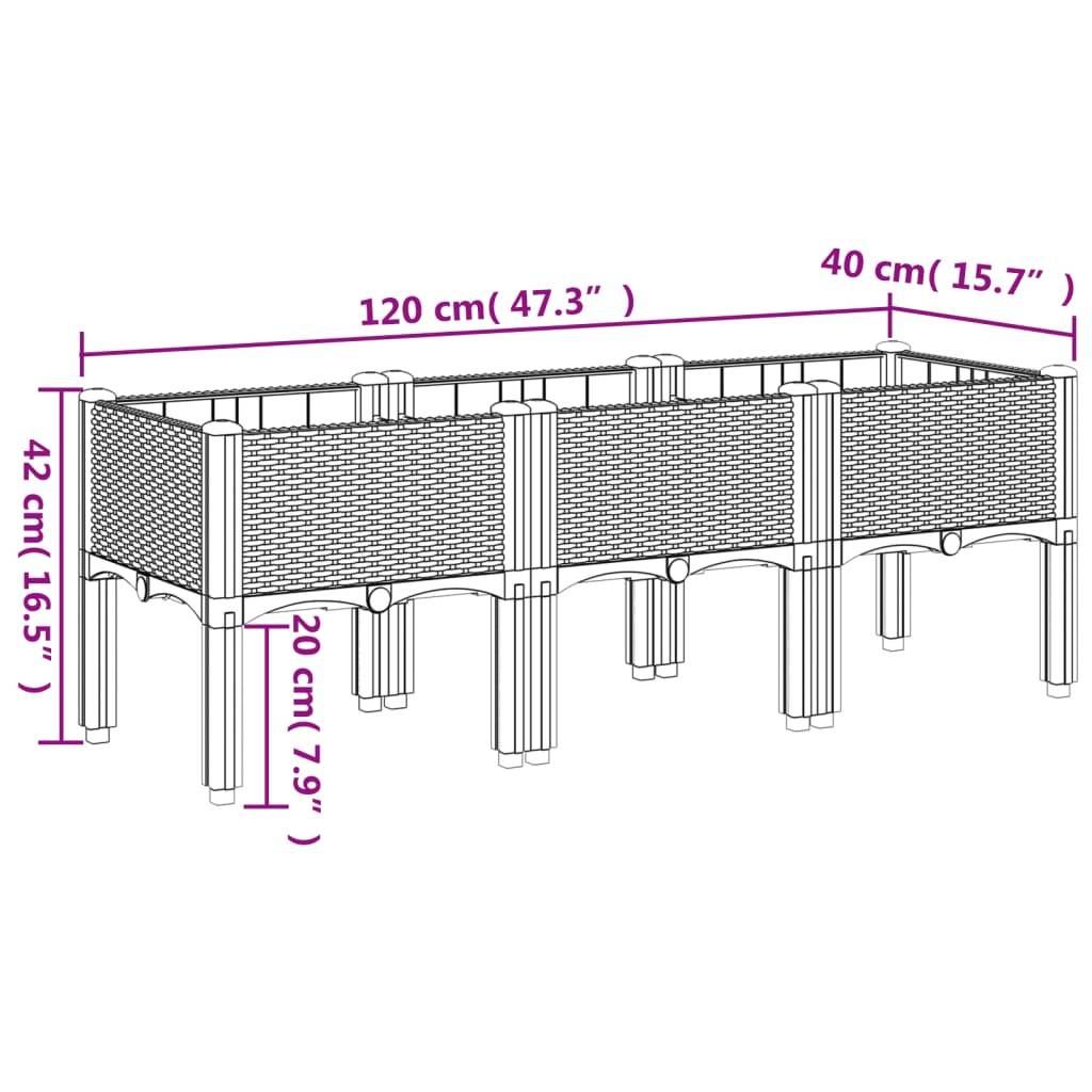 ComfortXL - Grand Bac à Fleurs sur Pieds PP pour Jardin Terrasse 120x40x42 cm Noir - ComfortXL Outdoor Living - Image 7