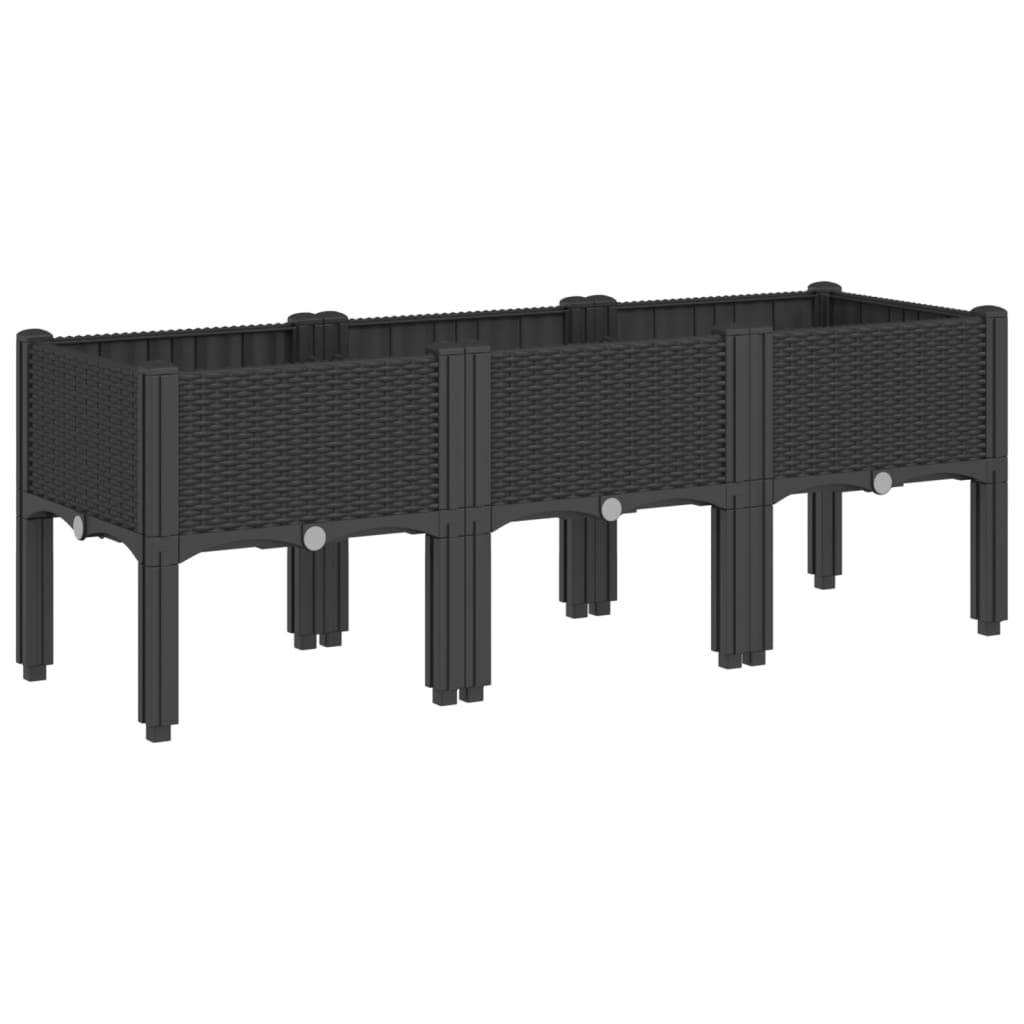 ComfortXL - Grand Bac à Fleurs sur Pieds PP pour Jardin Terrasse 120x40x42 cm Noir - ComfortXL Outdoor Living - Image 2