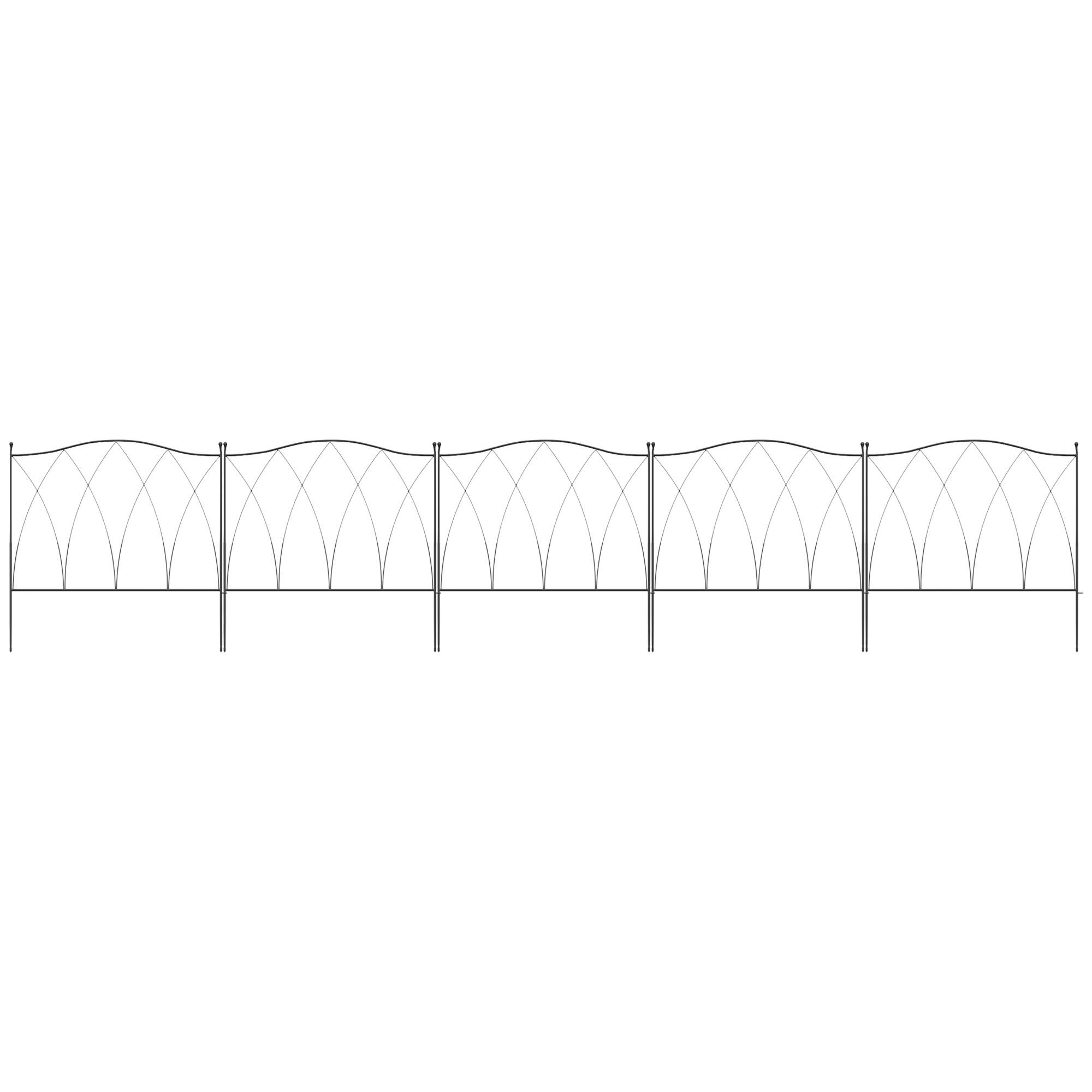 Outsunny - Lot de 5 clôtures de jardin décoratives en métal avec ornements - dim. totales 305L x 62H cm - noir - Outsunny - Imagen 9
