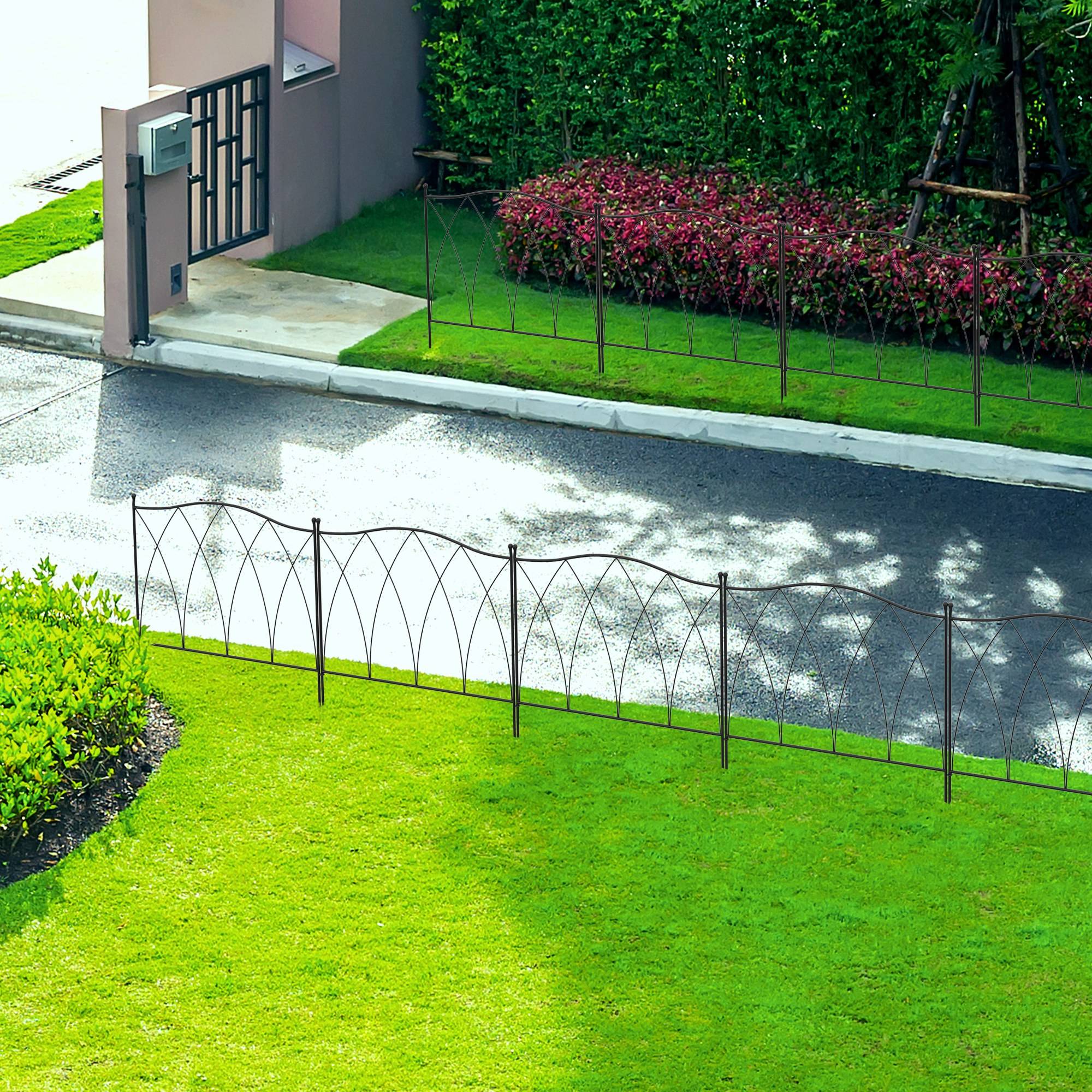 Outsunny - Lot de 5 clôtures de jardin décoratives en métal avec ornements - dim. totales 305L x 62H cm - noir - Outsunny - Imagen 7