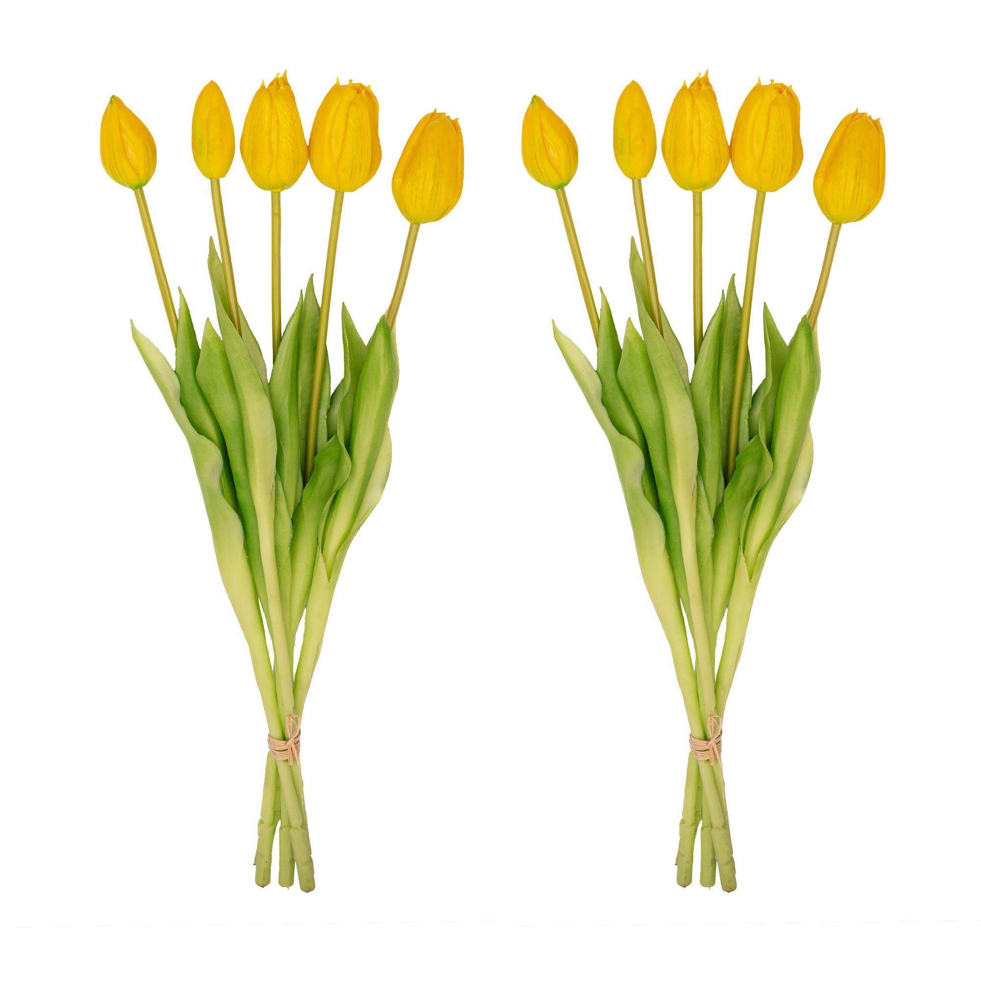PANGIVO - Bouquet de tulipes artificielles matière synthétique jaune 15 x 15 x 42 cm - PANGIVO - Image 1