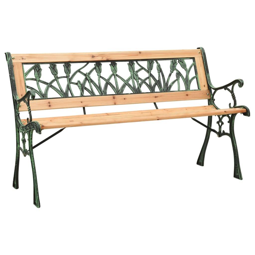 Helloshop26 - Banc de jardin meuble de patio d'extérieur terrasse 122 cm fonte et bois de sapin massif - Imagen 1