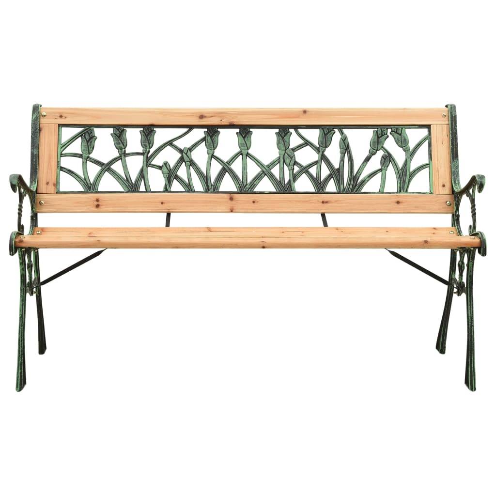Helloshop26 - Banc de jardin meuble de patio d'extérieur terrasse 122 cm fonte et bois de sapin massif - Imagen 2