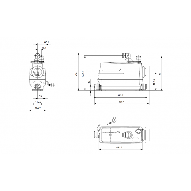Grundfos Sololift2 CWC-3 - Broyeur sanitaire pour WC suspendu - Image 6