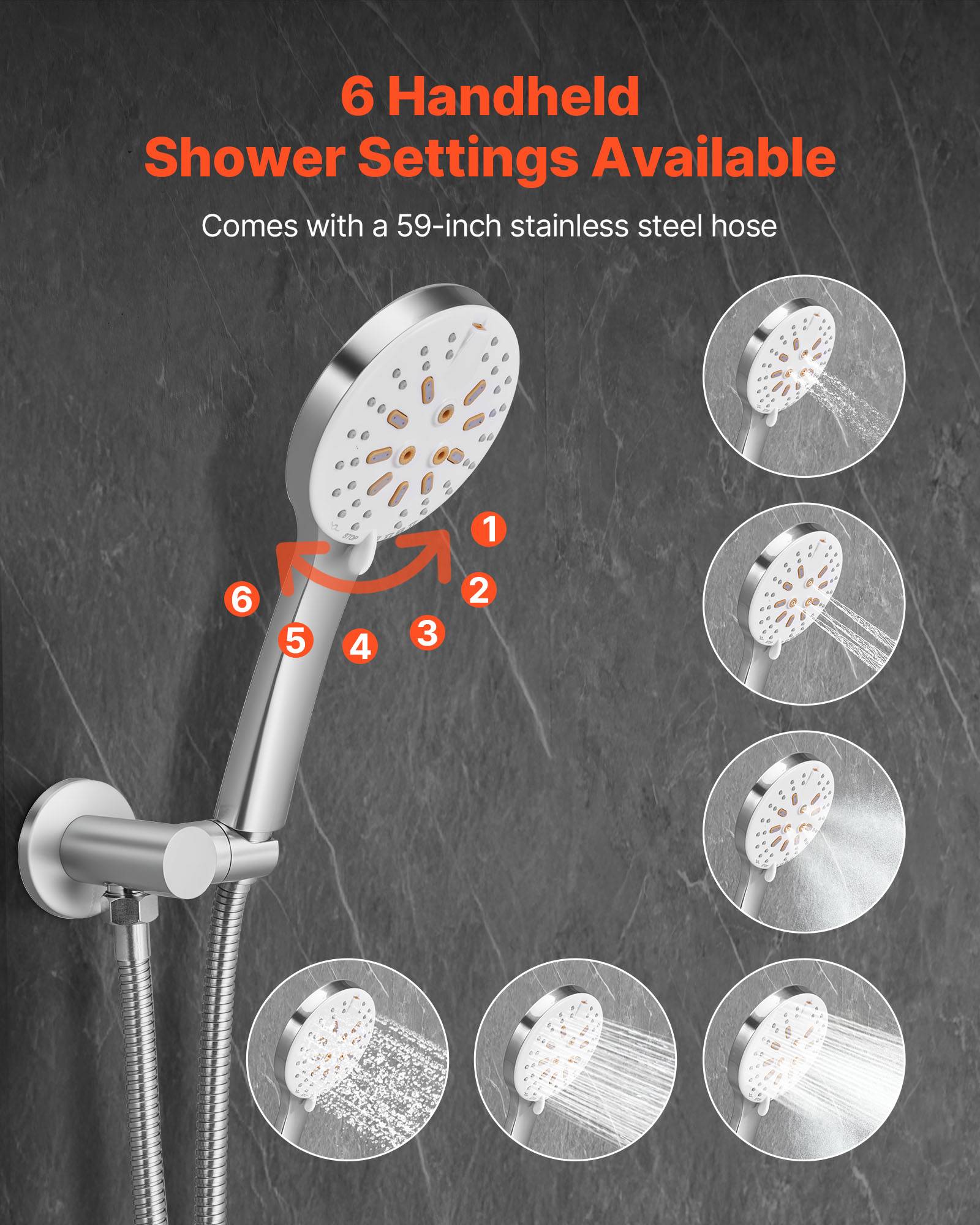 Vevor - VEVOR Kit de Douche avec Douchette de Tête Ronde 25,4 cm et à Main Nickel Brossé - Image 3