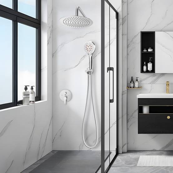 Vevor - VEVOR Kit de Douche avec Douchette de Tête Ronde 25,4 cm et à Main Nickel Brossé - Image 8