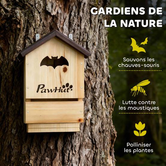 Lot 3 nichoirs chauve-souris sapin massif lutte naturelle nuisibles 21x11x34cm naturel - ComfortXL Outdoor Living - Image 7
