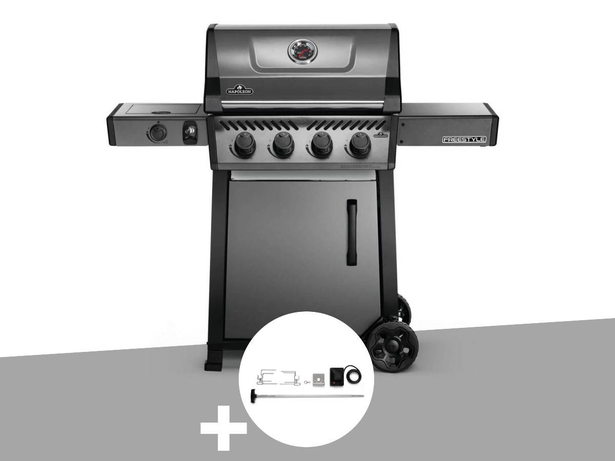Napoleon - Barbecue à gaz Freestyle F425SIB - 4 brûleurs + Sizzle Zone + Kit rôtissoire - Napoleon