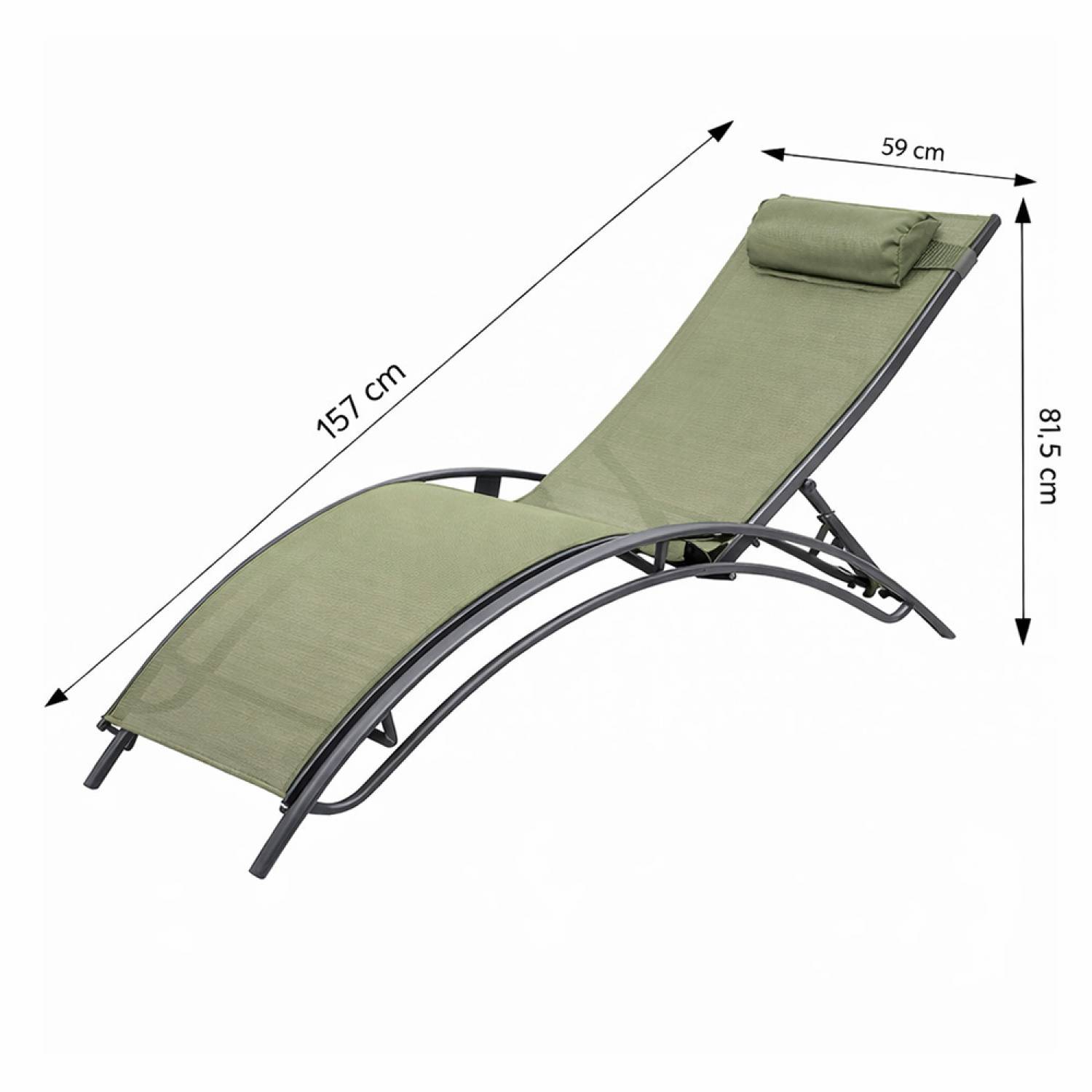 Concept Usine - Lot de 2 transats ajustables gris et kaki CALI - Image 3
