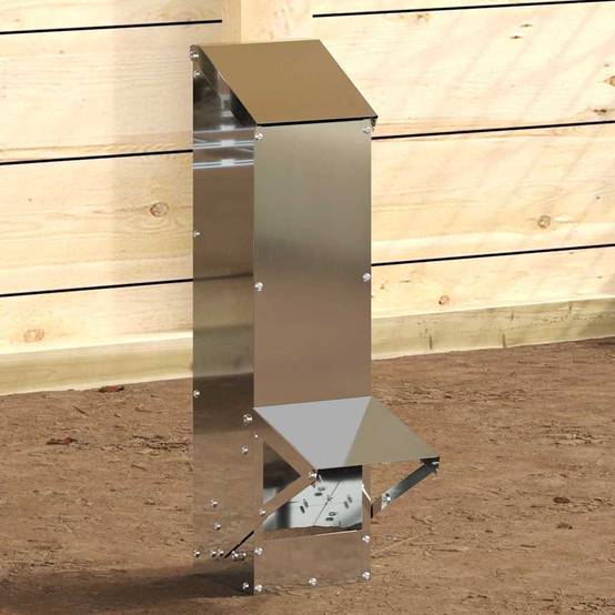 Mangeoire Poule Galvanisée Verticale Auvent 5kg Argent - ComfortXL Outdoor Living - Image 4
