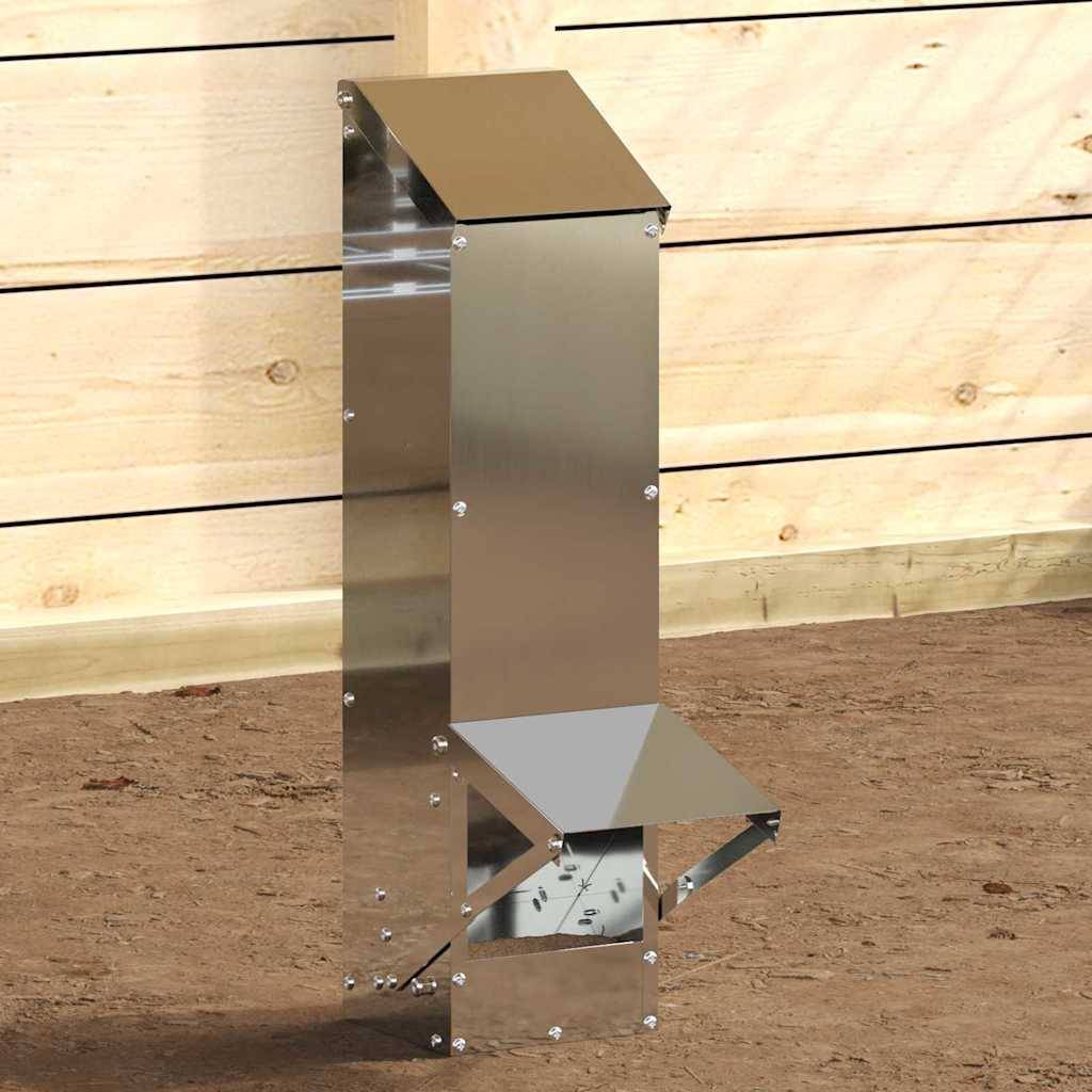 Mangeoire Poule Galvanisée Verticale Auvent 5kg Argent - ComfortXL Outdoor Living - Image 4